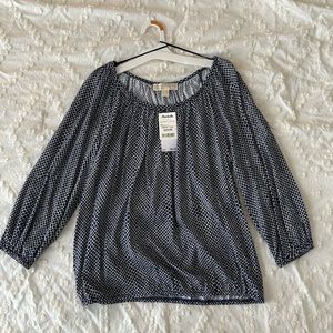 Michael Kors Blue and White Printed Top